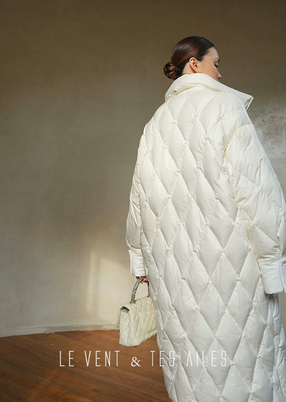 LE VENT&TES AILES Luxury High Cover Pressure Down Long Winter Jacket Coat -SZA