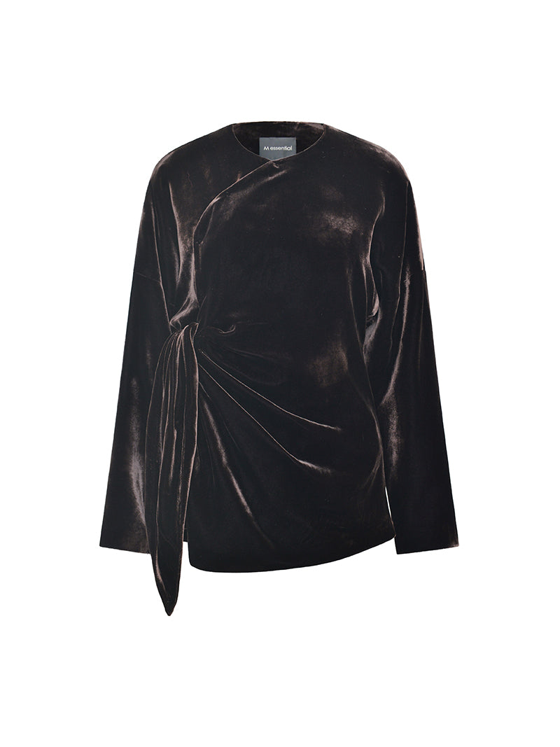 M essential Mackay designer embroidered stand-collar vest velvet top pant set - Niara