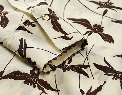 COMME MOI Lu Yan Designer's new women's printed mulberry silk stand-up collar long-sleeved shirt - DESTINY.