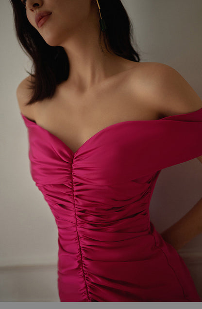 GOUDIN satin light luxury evening dress-SUWA.