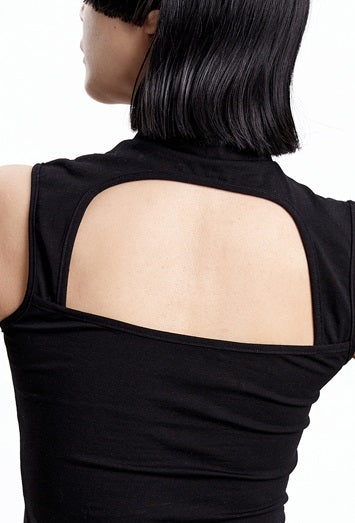 TINY IN triangle cut-out short tight women's summer vest-ASHAN