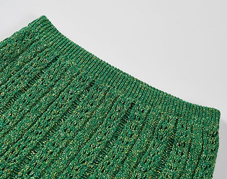 COMME MOI Lv Yan designer spring new women's beaded tassel cut-out knitted skirt - DAISY.