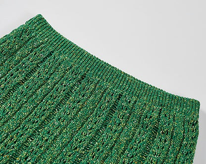 COMME MOI Lv Yan designer spring new women's beaded tassel cut-out knitted skirt - DAISY.