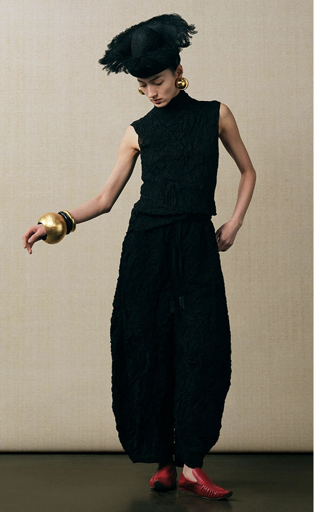 ZHUCHONGYUN cocoon-shaped pleated cropped trousers and top-NAG.