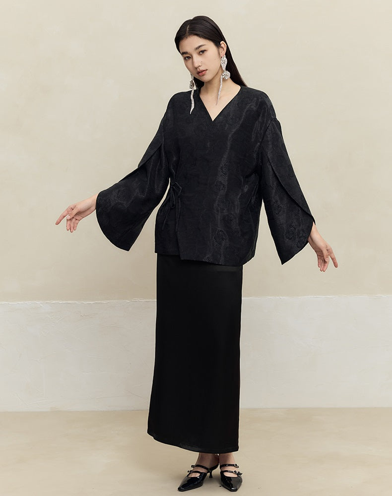 HECO acetate drape feeling thin long skirt women - great.