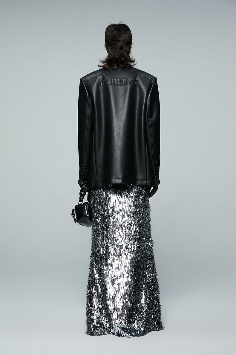 ANNAKIKI silver gray thorn sequin mermaid skirt skirt-CAROLINE