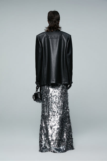 ANNAKIKI silver gray thorn sequin mermaid skirt skirt-CAROLINE