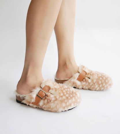 B-FEI fur handmade flat half flip-flops-YUJI.