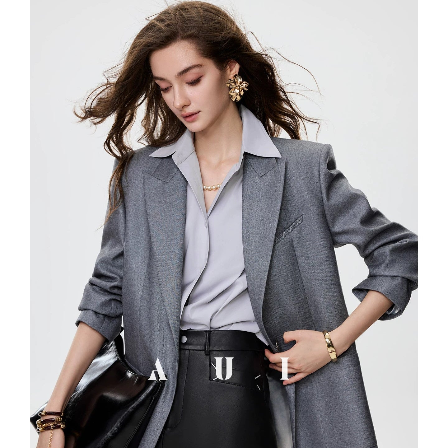 AUI Gray Blazer Formal Temperament Small Suit - BREE.
