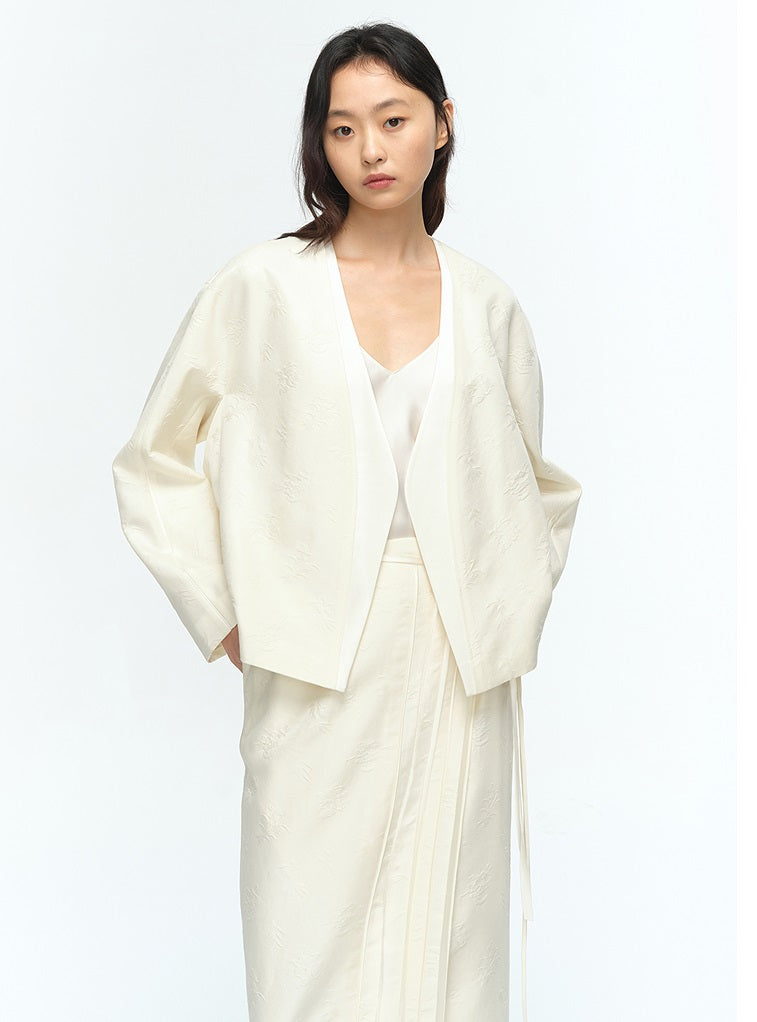 COMME MOI Lu Yan designer's new women's high-intelligence silk wool jacquard spliced suit - BREAT.