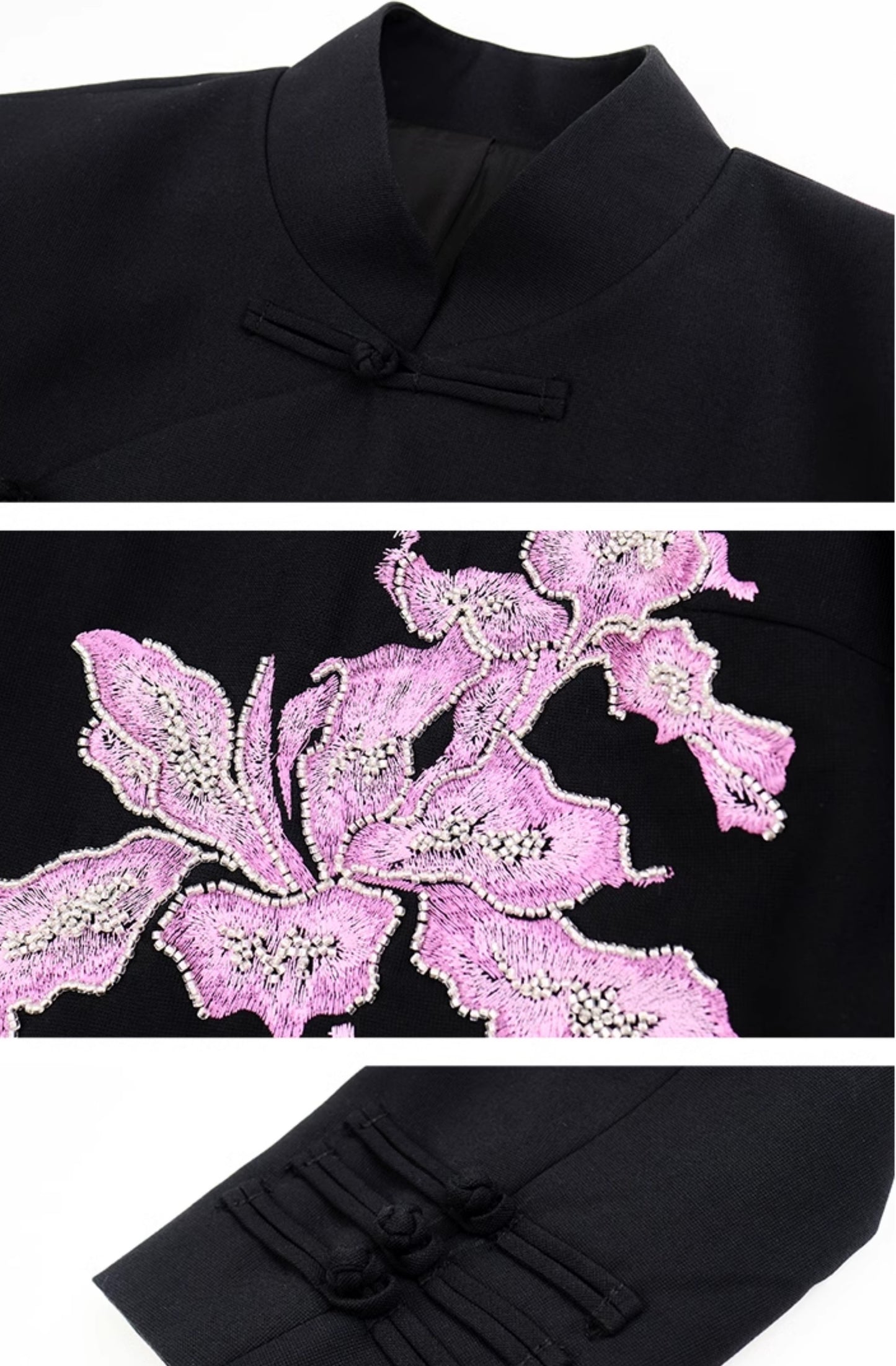 HECO Hanfu wool blazer iris embroidered  long sleeve TOP - KEEP.
