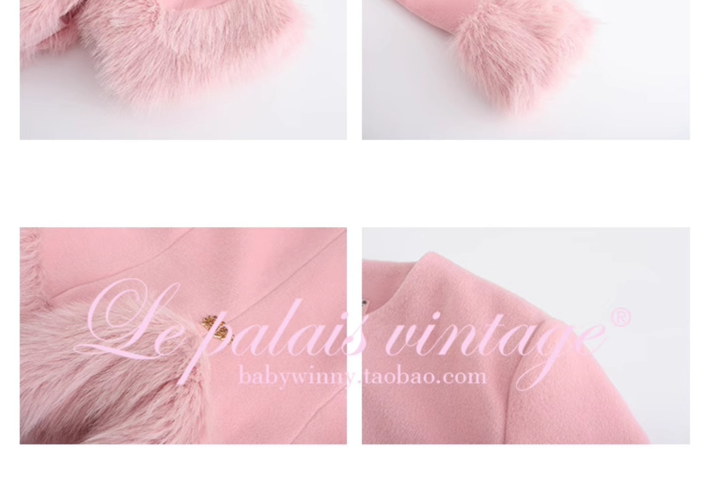 Le Palais Vintage Elegant long sleeve pink fur collar two piece banquet suit- Fave