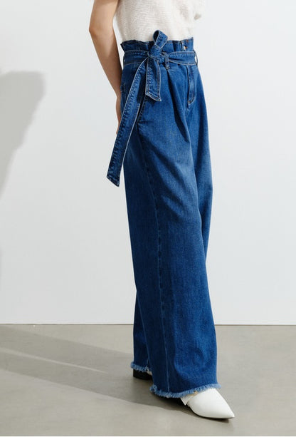 COMME MOI Lu Yan designer women's fashion stretch high-waisted wide-leg jeans - RILEY.