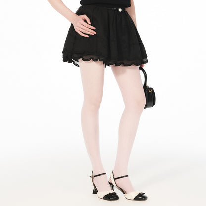 FAME organza coil rope embroidered short skirt - PAISLEY