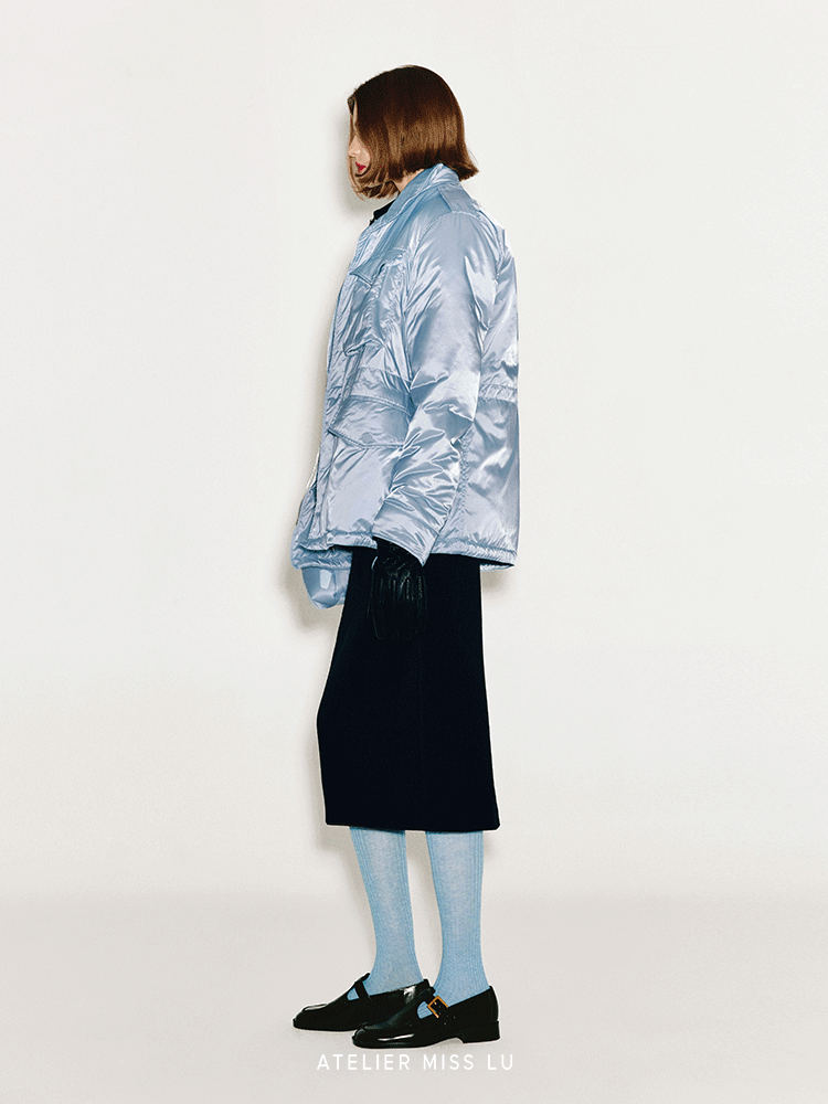 ATELIER MISS LU Glacier Blue Adjustable Waist Jacket - SIMPSON