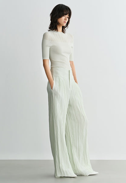 COMME MOI summer women's middle sleeve cut-out knit top - PHILIP.