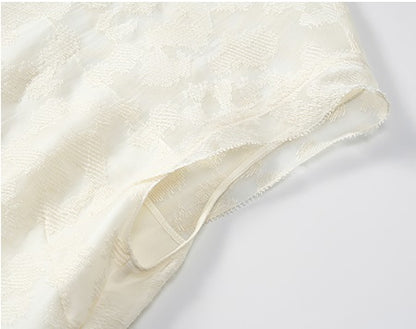 COMME MOI white silk embroidered midi dress - ISREAL.