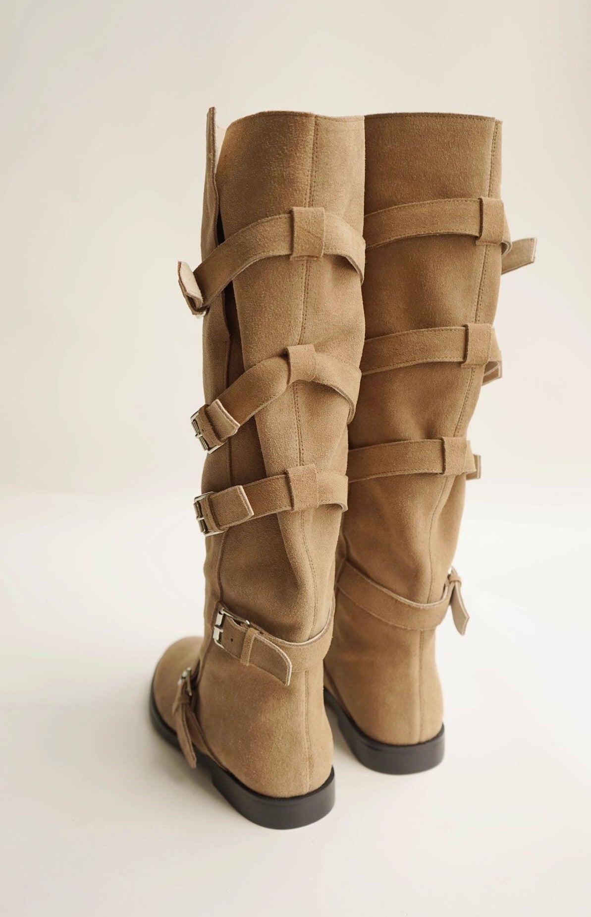 B-FEI belt buckle high-top leather women's fashion boots-YUTA.