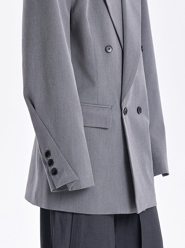 TINY IN Padded Shoulder Cuffs Folded Wide Shoulders Loose Coat-POXY