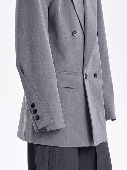 TINY IN Padded Shoulder Cuffs Folded Wide Shoulders Loose Coat-POXY