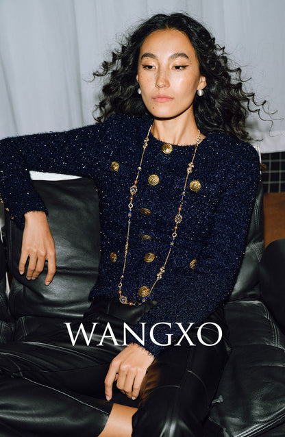WANGXO |Wool Yarn Weave Waist Cropped Jacket- RAYA.