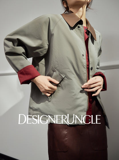 DGU "Blank" gray and green wine red leather black cool and sassy high-end jacket - Sidney.