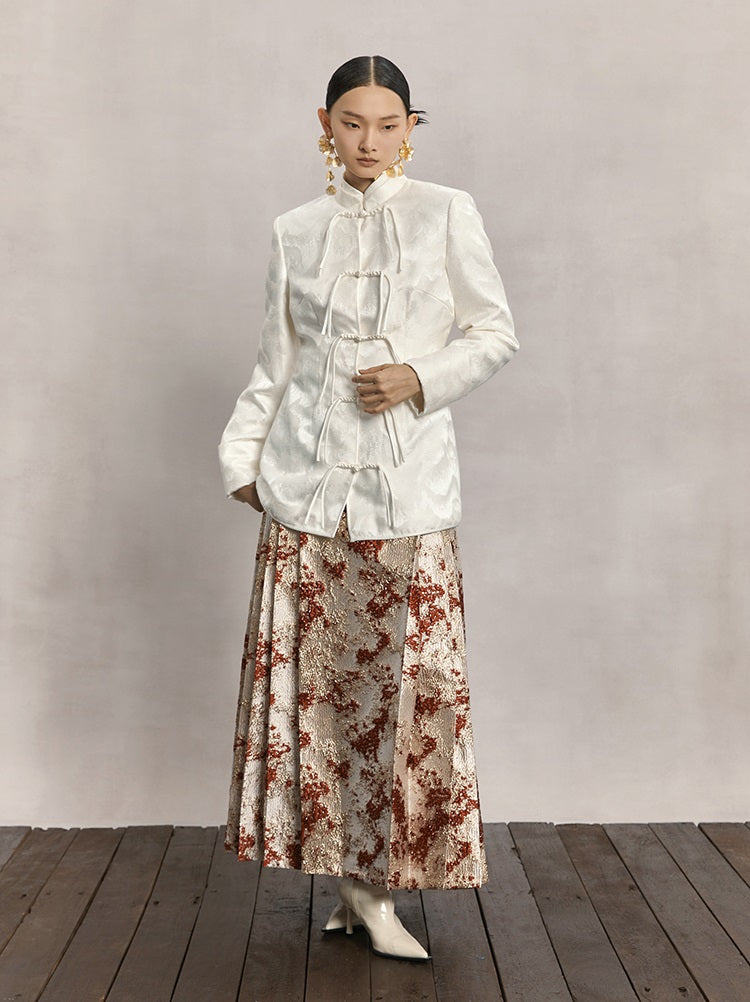 HECO Red Horse Face High Waisted Long Hanfu Skirt - offer.