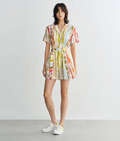 COMME MOI Lv Yan designer summer beach vacation short sleeve printed jumpsuit - SOPHIA.