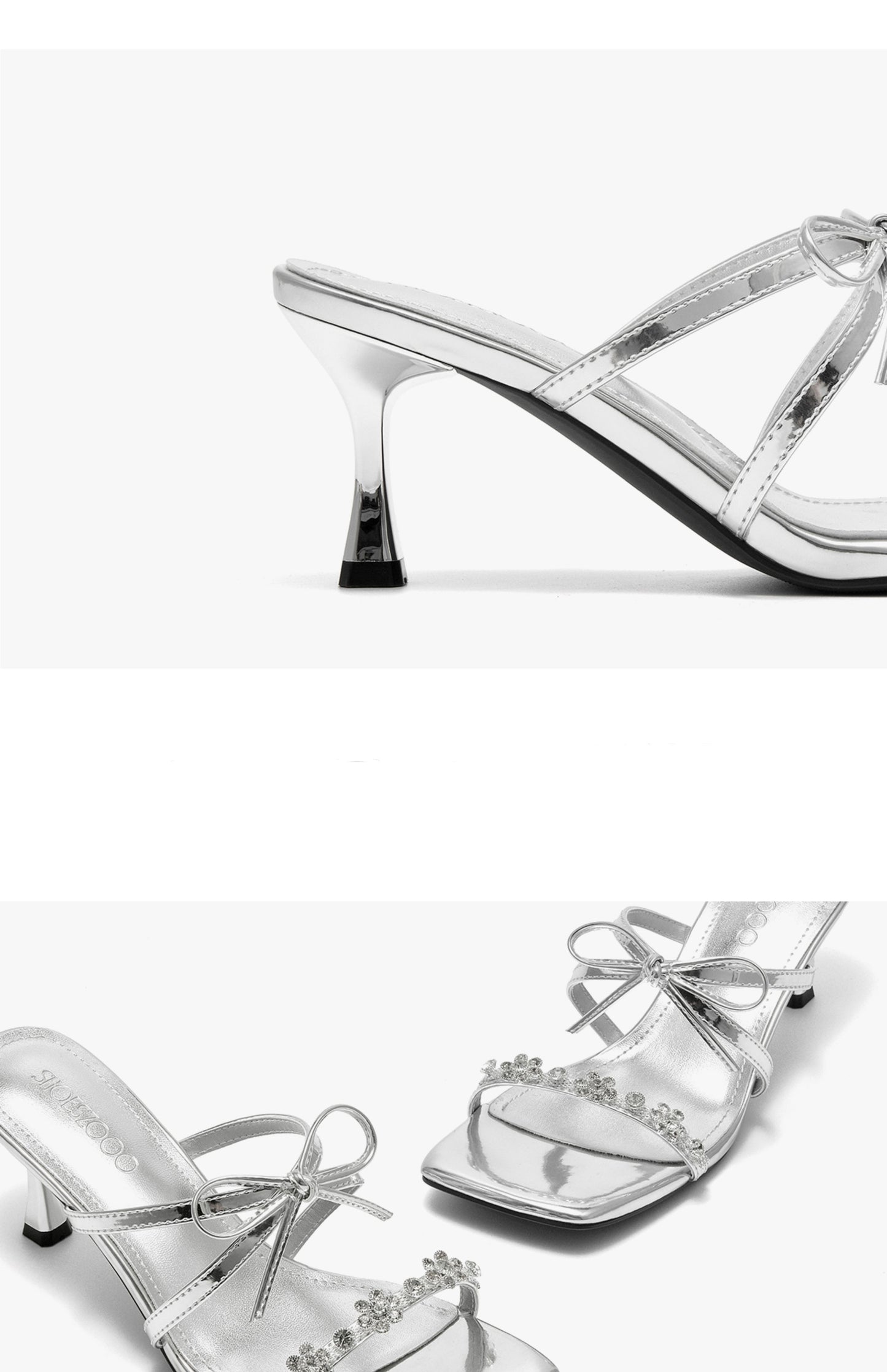 SHOESZOOO Rhinestone Strap Open Toe Sandal Heel - EXTRA.