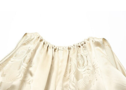 ZHUCHONGYUN Jacquard Drawstring Mulberry Silk Top-MAROON.