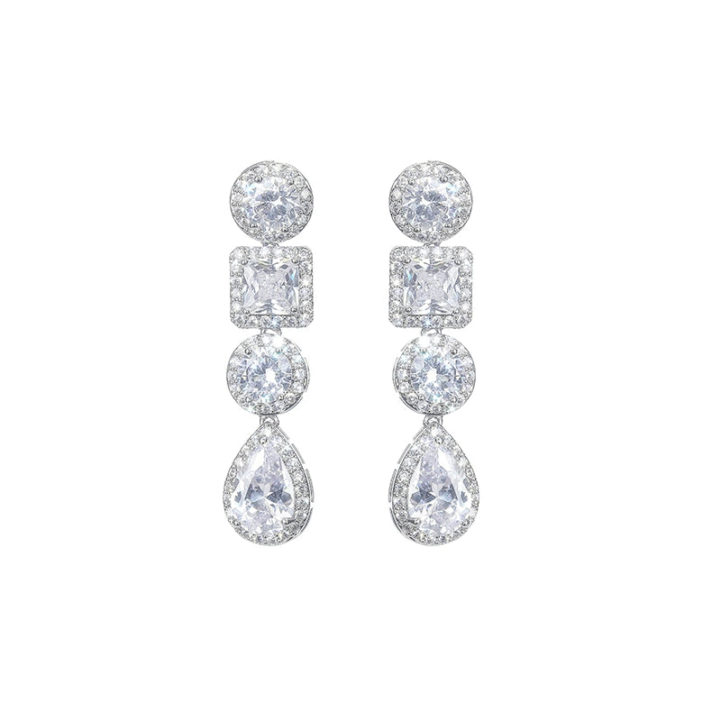 Wardrobes by Chen Luxury Diamond Drop Tassel Earrings-Moyo