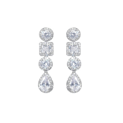 Wardrobes by Chen Luxury Diamond Drop Tassel Earrings-Moyo