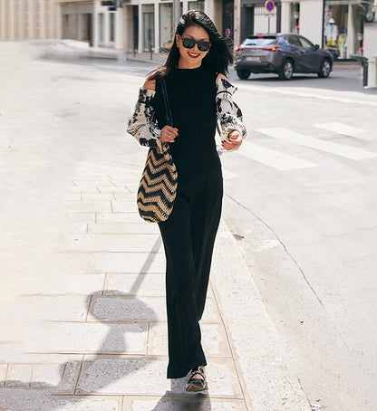 COMME MOI Lu Yan designer new women's off-the-shoulder printed sleeve shirt - DEAR .