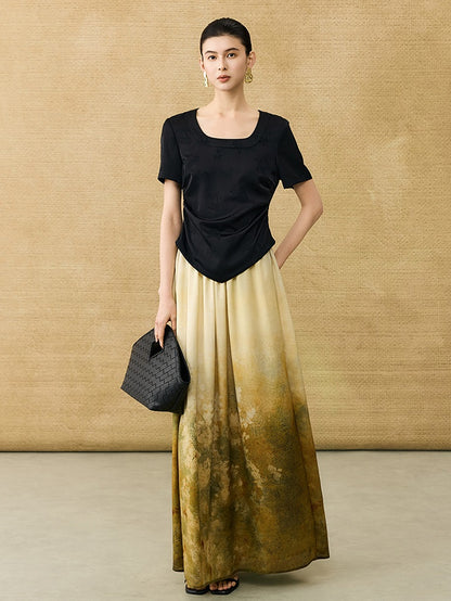 HECO Chinese Acetate Small Square Neck Short Sleeve Top- BEAK.