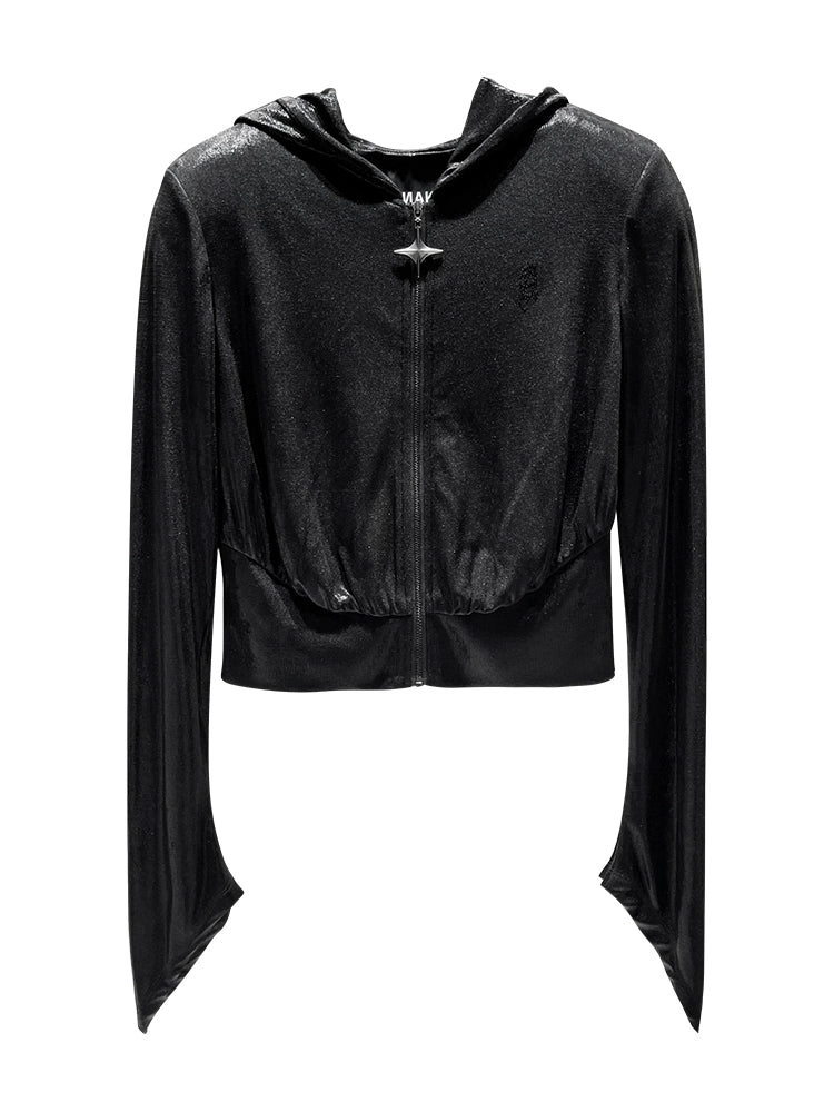 ANNAKIKI designer style back logo hot diamond waist hooded jacket-DAIKI