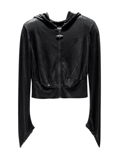 ANNAKIKI designer style back logo hot diamond waist hooded jacket-DAIKI