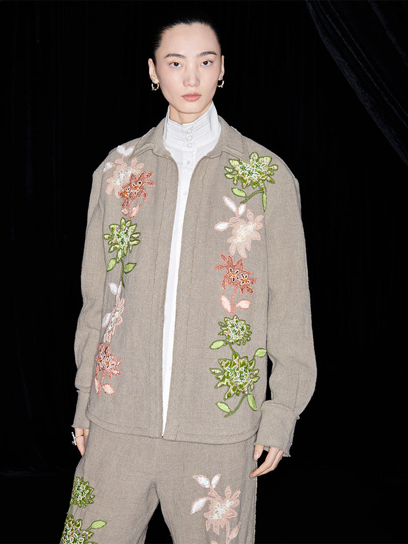 M essential Mackay designer Sedum patch shirt jacket pant set - Eight Treasures