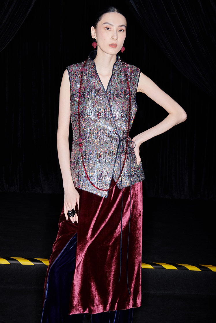 M essential Ma Kai designer Yao Ye embroidered fabric slim side vest - LAPT.