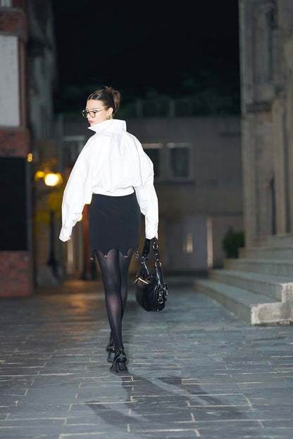 ANNAKIKI White Knotted Casual Shirt Loose Long Sleeve Shirt-PHARELLE