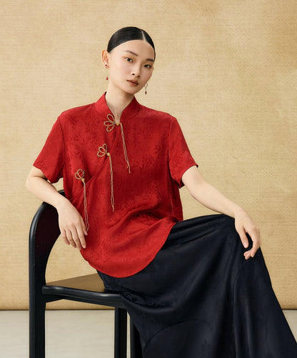 HECO Chinese Handmade Beaded Embroidery Buckle T-Shirt  - MATES .