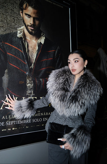 MEI SANGUAN Fur-Trimmed Slim Wool Jacket - CALLIOPE