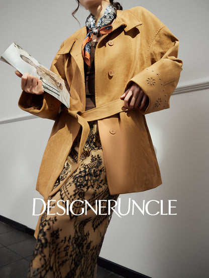 DGU "Vine Sand" coffee color short jacket new commuter versatile loose slimming retro top - Morgan.