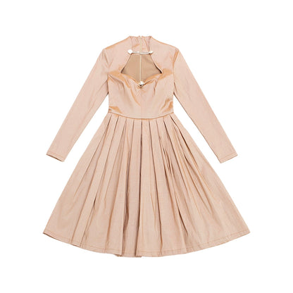 le palais vintage autumn and winter  flash diamond pearlescent long-sleeved slim tutu skirt-NINU