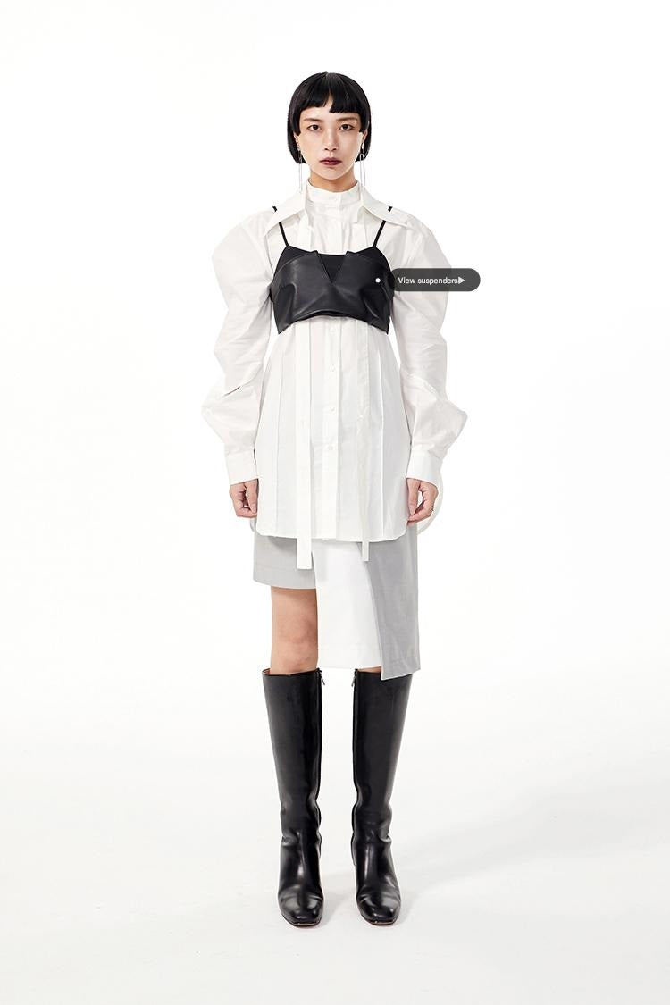 TINY IN double-collar design silhouette 3d green Shirt-JOJO