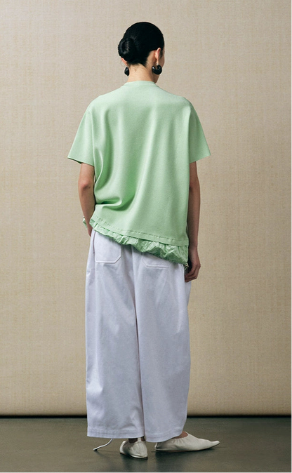 ZHUCHONGYUN collar silk loose top with short sleeves-MASA.