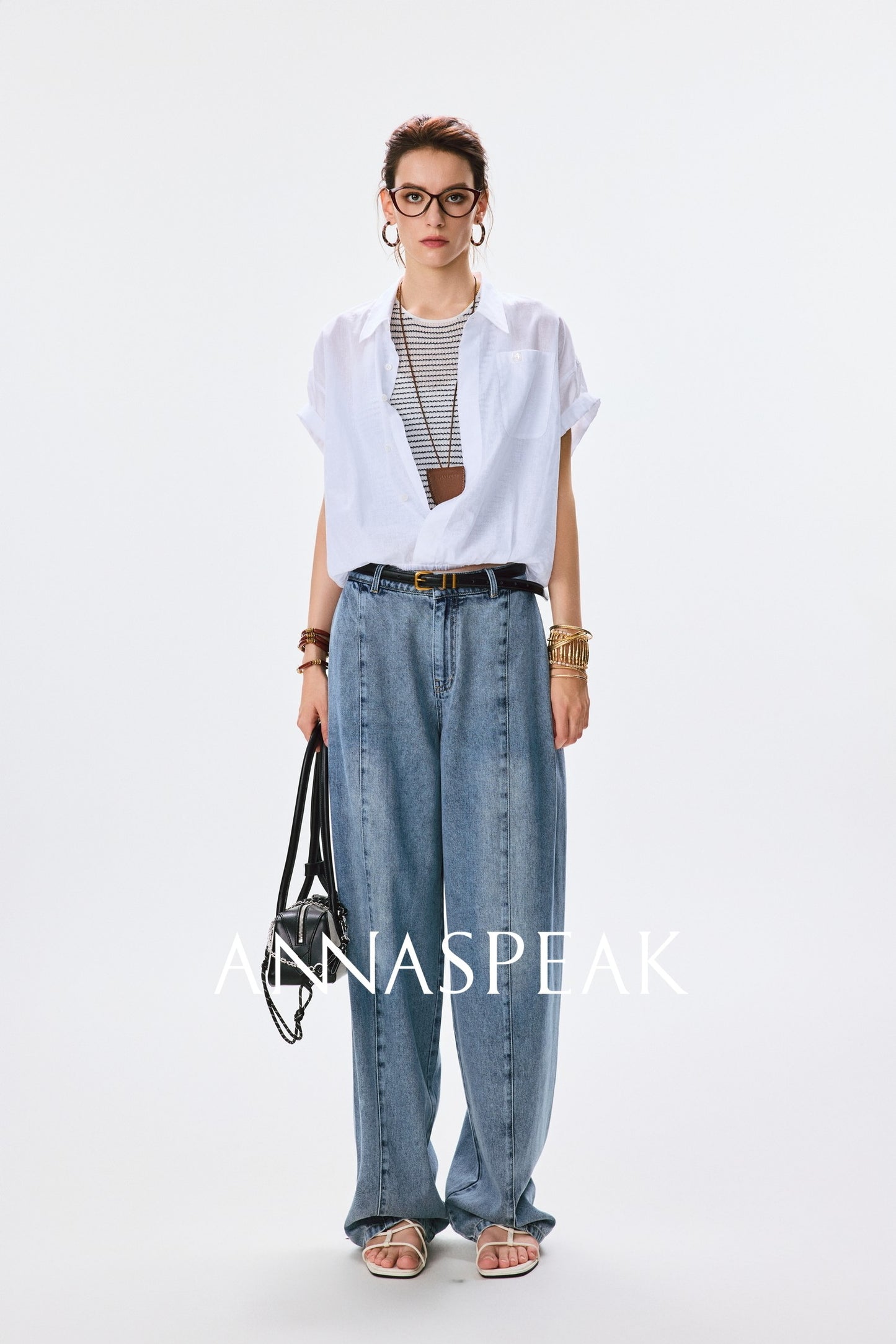 ANNASPEAK fashionable  cotton loose jeans-CHISA.
