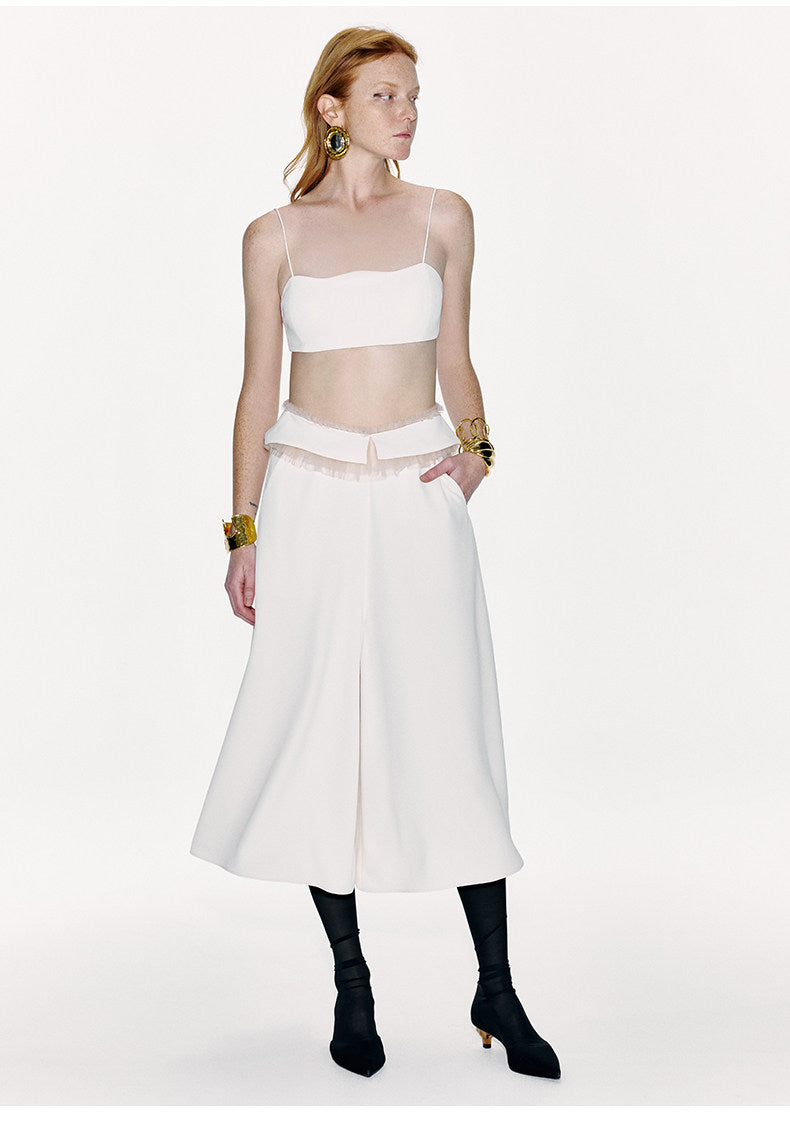 ATELIER MISS LU Genuine Hem Multilayer Rolled Straight Cropped Pants - JONAS