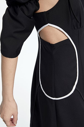 TINY IN panelled detachable sleeve in black dress -COPPER