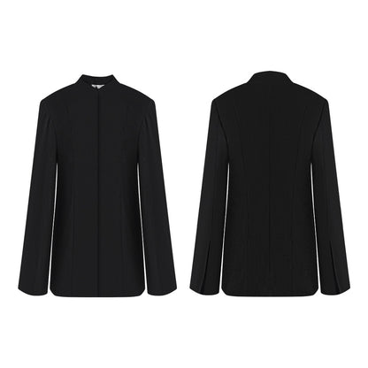 TUYUE Black Stand Collar Wide Sleeve Slim Casual Suit - VERONICA.