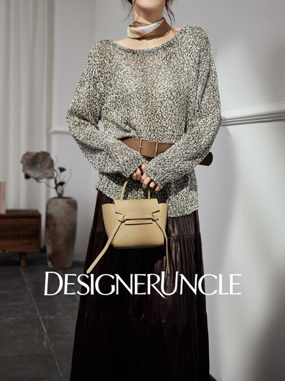 DGU |Flower Gray Knitted New Loose Lazy Style Light Luxury Niche Design Pullover - CHANT.
